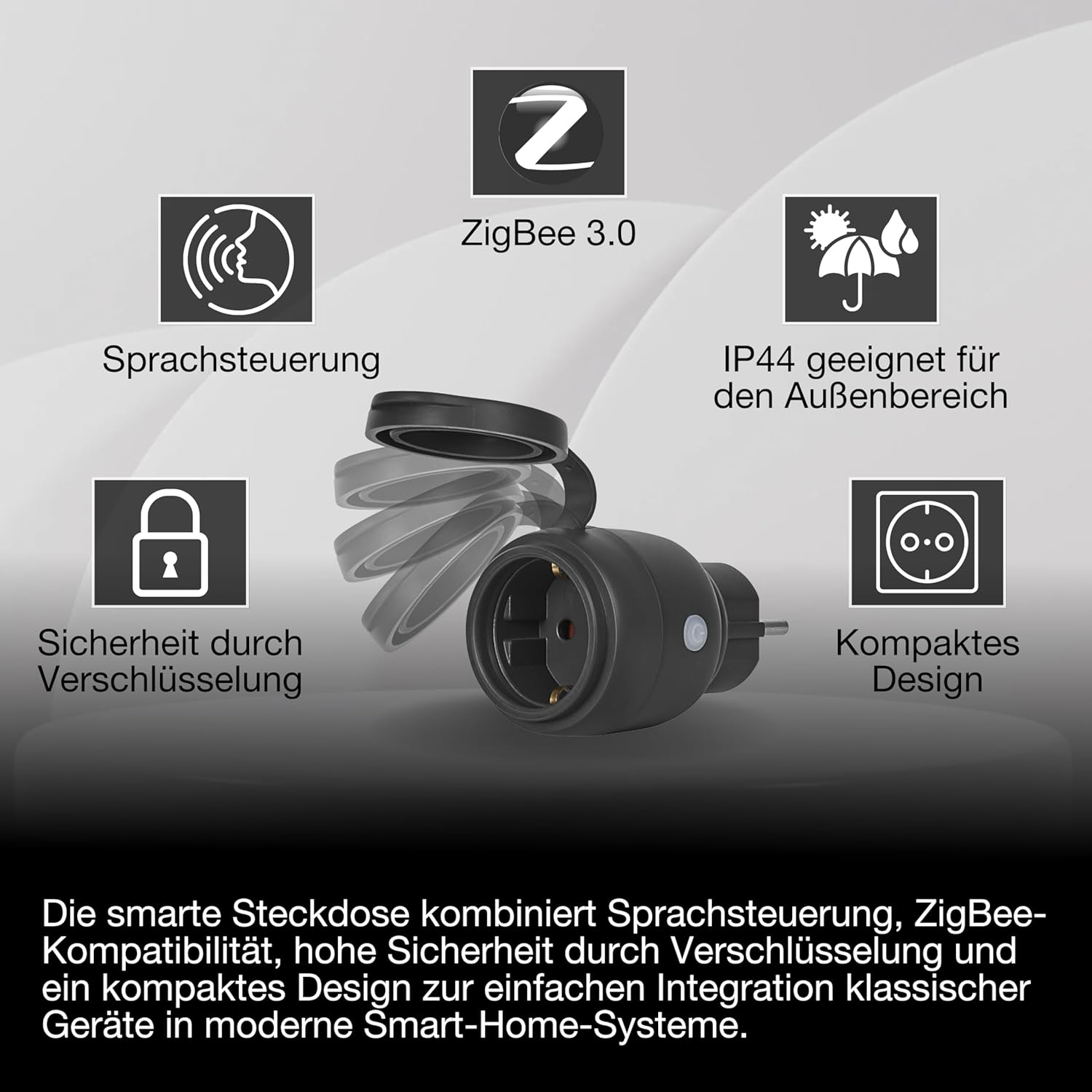 Thumbnail 3 de OSRAM SMART+ Zigbee Outdoor-EU-Steckdose für Smart Home – Außensteckdose mit Energieverbrauchskontrolle (IP44) in Schwarz