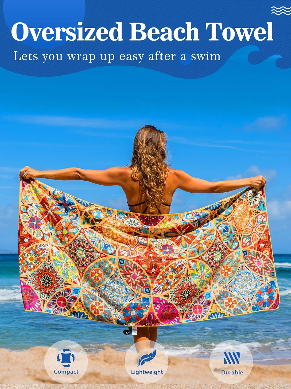 Thumbnail 5 de OCOOPA Beach Towel Microfiber Extra Large 178x80 cm – Quick Dry, Sand Free & Travel Ready