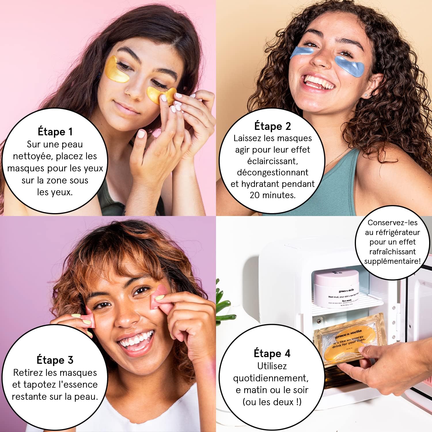 Thumbnail 6 de grace & stella Patch Yeux Anti Cernes à la Caféine (niacinamide & acide hyaluronique) – 24 paires, blanc