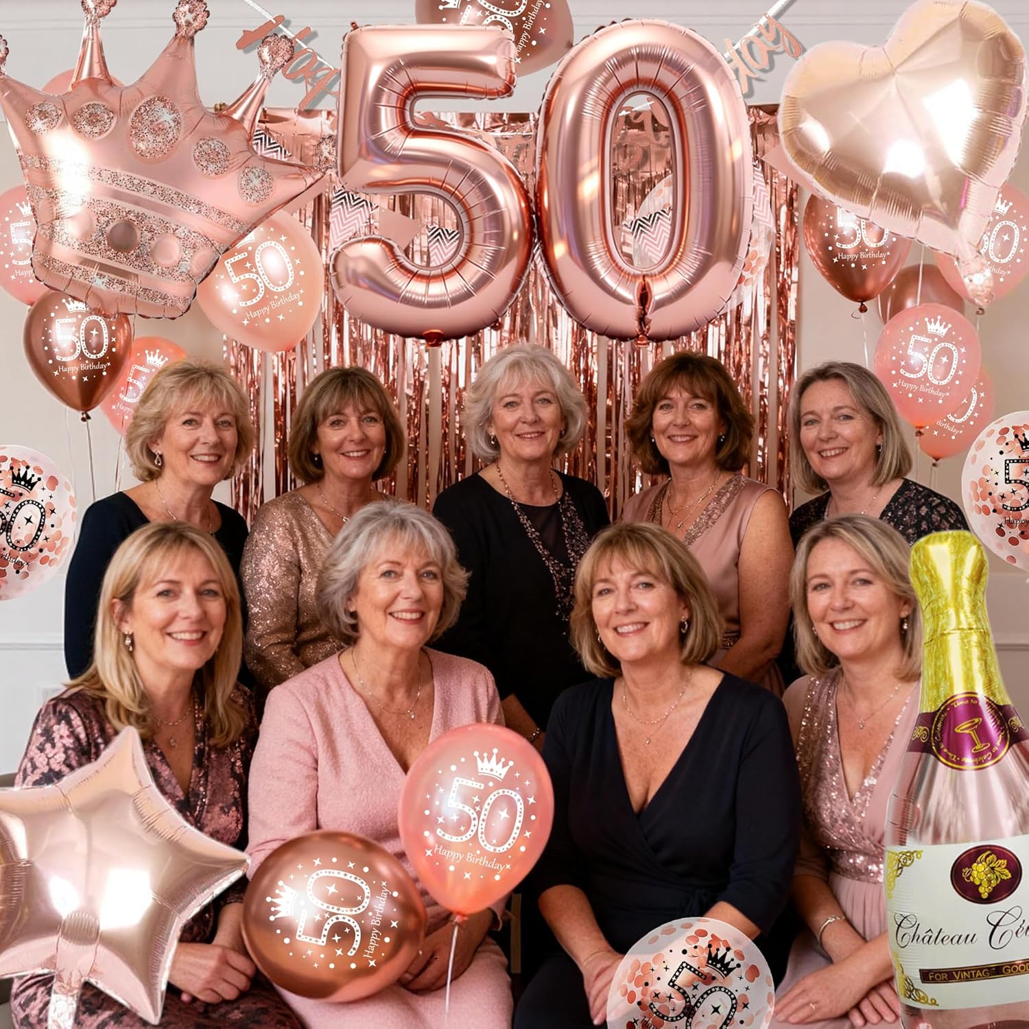 Thumbnail 1 de Rose Gold 50th Birthday Decoration Banner 🎉