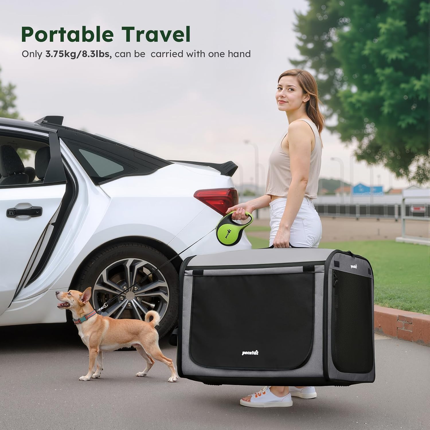 Detalle 2 de Pecute Large Dog Car Crate 68.5×52×52cm