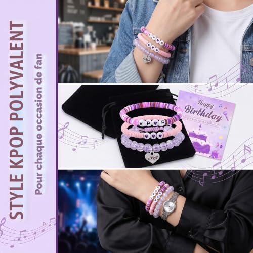 Detalle de DYIOTF Lot de 3 Bracelets Kpop avec Carte de Vœux – Accessoires K-pop pour Fans