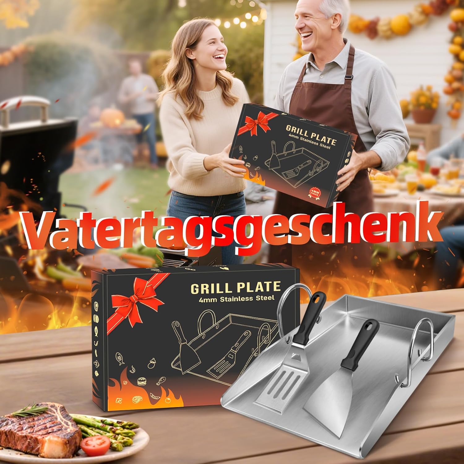 Detalle 2 de Grillplatte Plancha 4 mm Edelstahl 40 x 30 cm