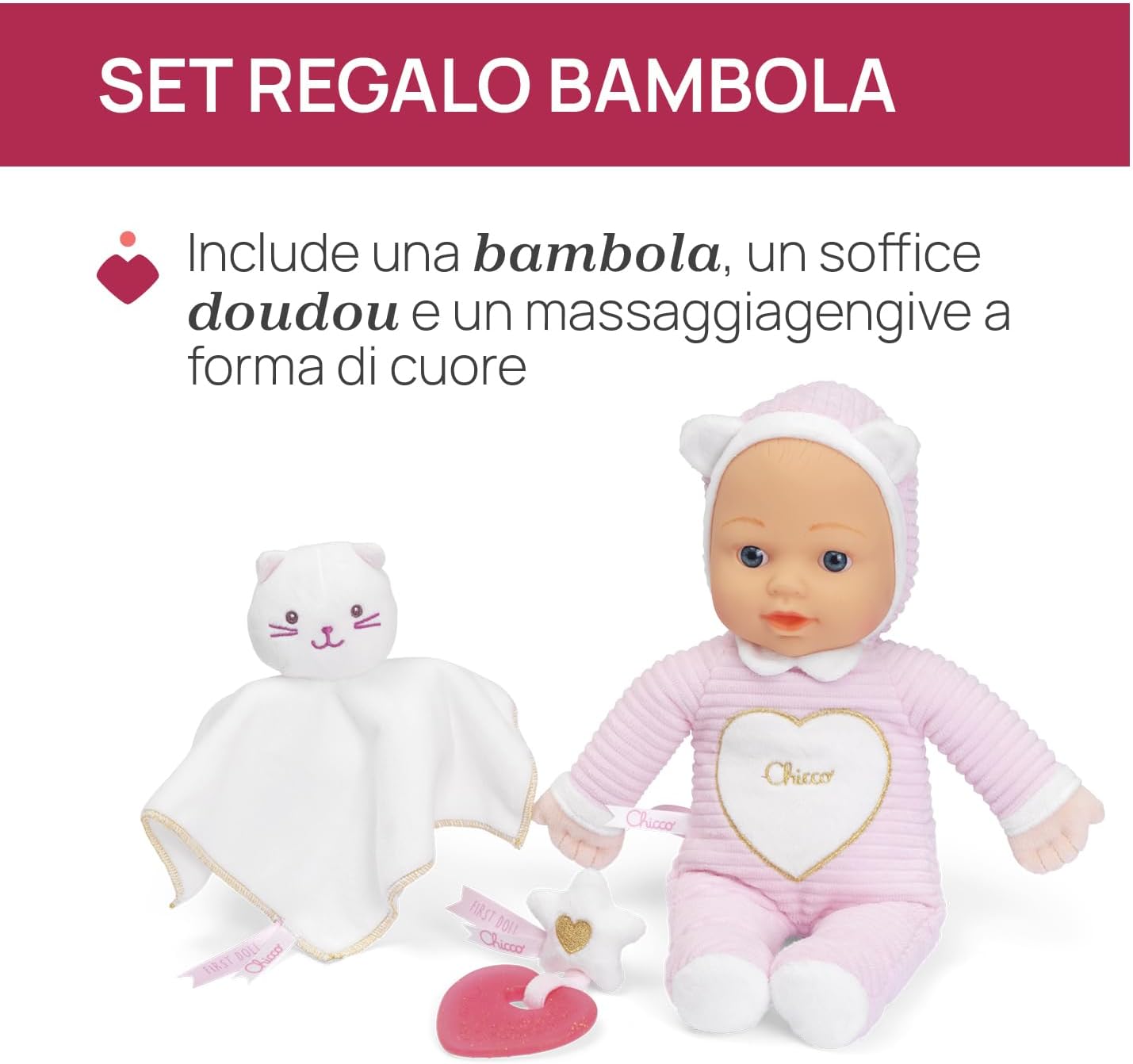 Thumbnail 3 de Chicco Set Regalo Nascita: Bambola Morbida, Doudou Gattino e Dentinale Glitterato