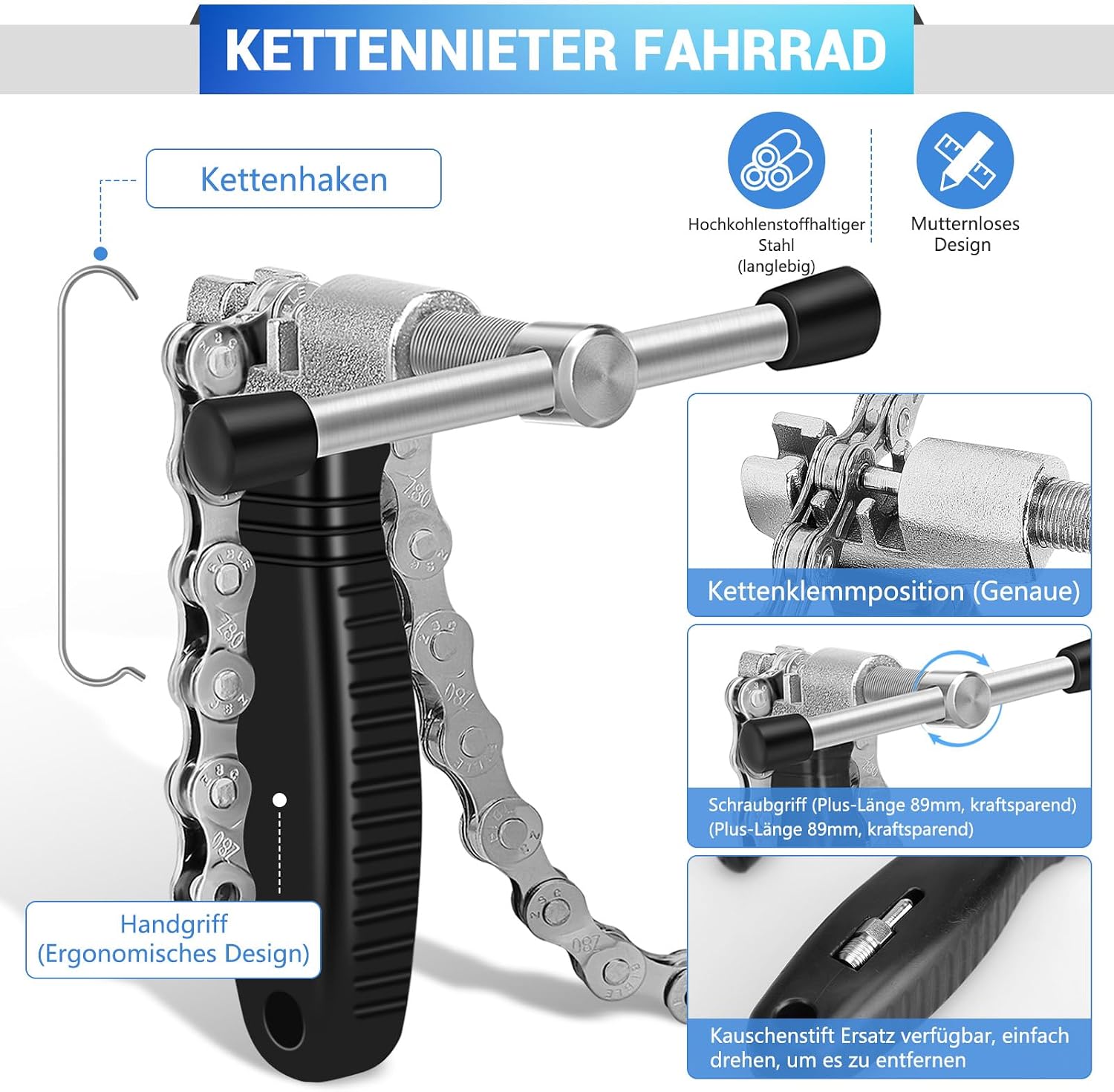Detalle 2 de Scalnuvyyh kedjeverktyg för cykel, kedjebrytare och mätare för 6–12 växlar