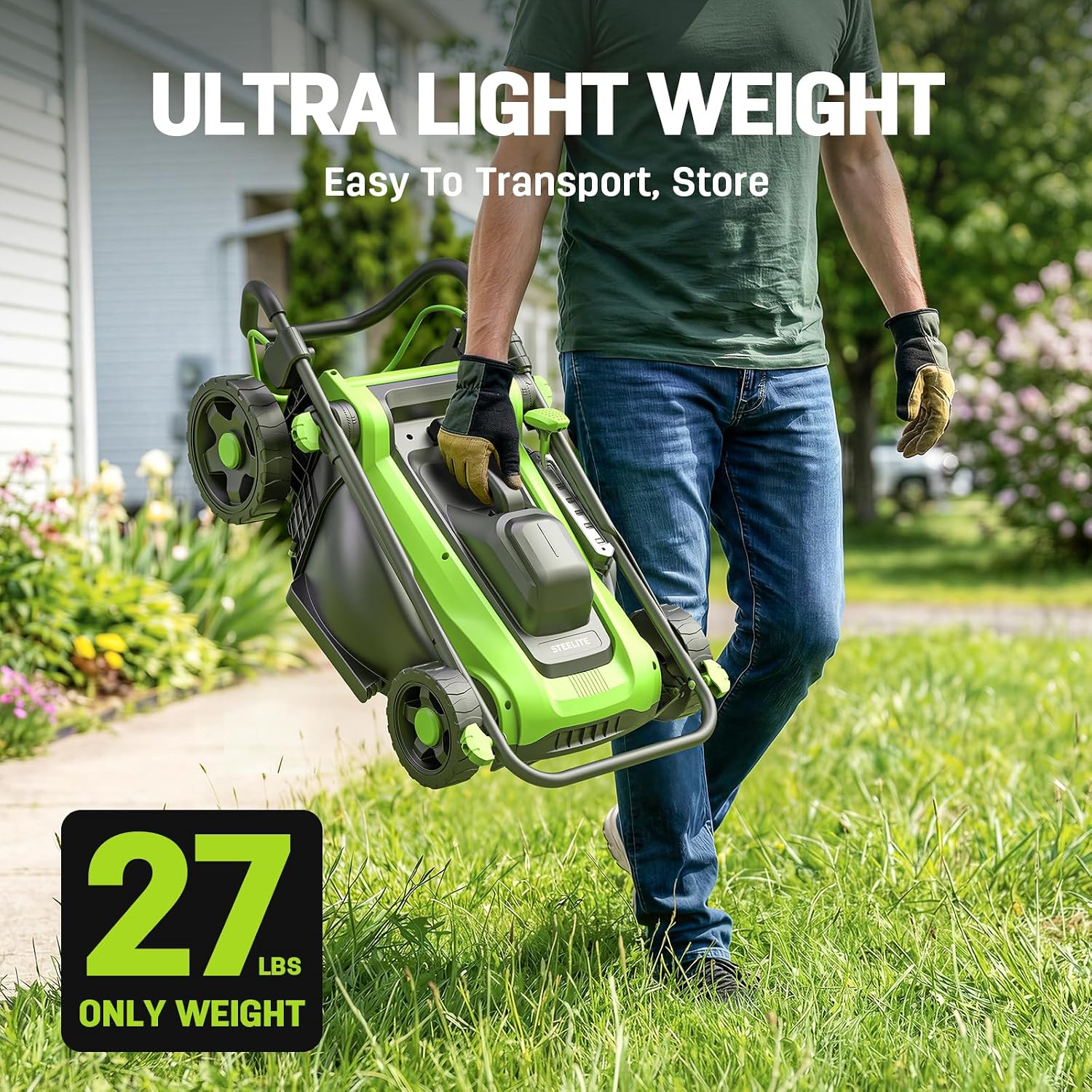 Detalle de Steelite 16-Inch 1800W Corded Electric Lawn Mower with 40 L Grass Bag