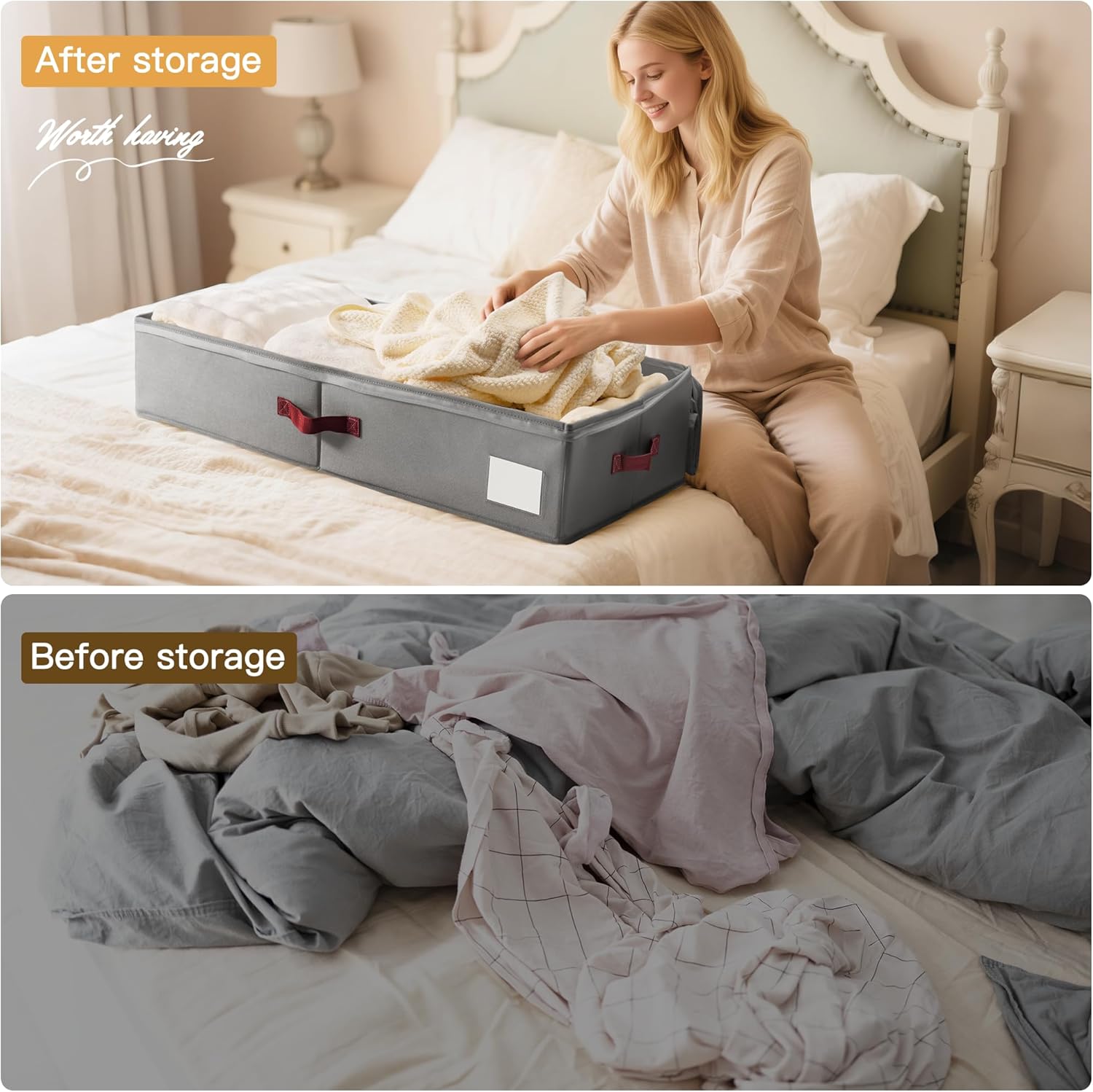 Thumbnail 5 de Criusia Under Bed Storage Bins with Clear PVC Lids (2 Pack) — Large, Waterproof & Foldable