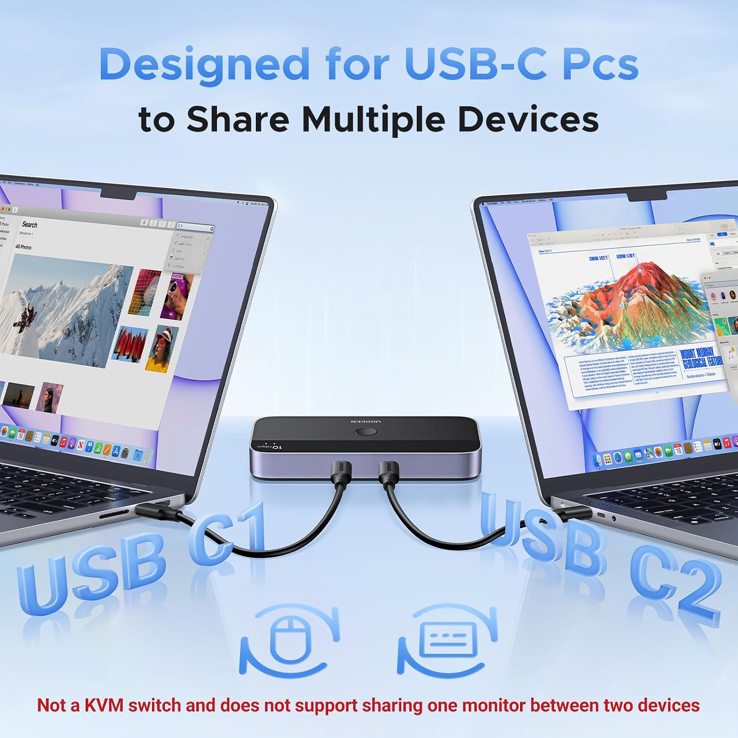 Thumbnail 1 de UGREEN 10Gbps USB-C切替器 2台接続・4ポート・リモコン付き