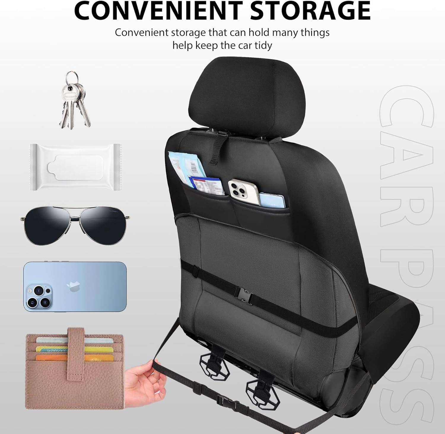 Thumbnail 2 de CAR PASS Thick Foam 3D Mesh Leather Car Seat Covers 1 Set