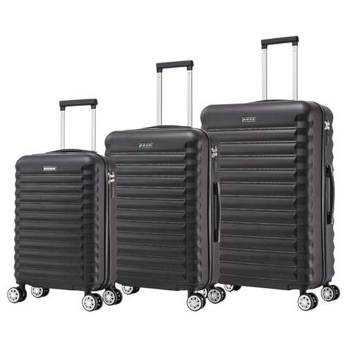 Detalle de Mi Ko Mi Ka Conjunto de Maletas de Viaje Elegantes: 3 piezas en Negro (8008) con carcasa ABS y 4 ruedas
