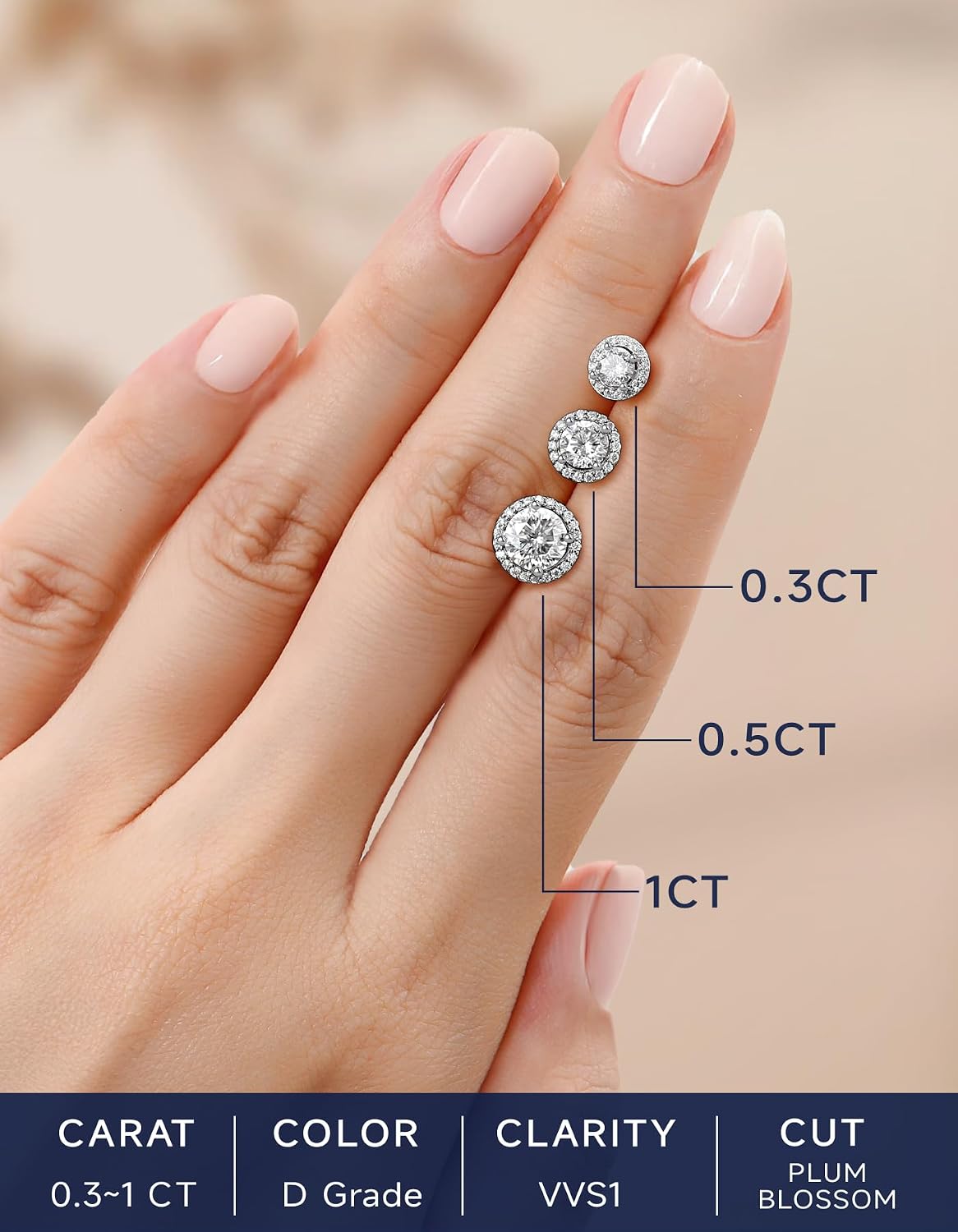 Thumbnail 5 de MomentWish Moissanite Ohrstecker aus Silber 925 (Halo) – hypoallergenes Geschenk für Damen