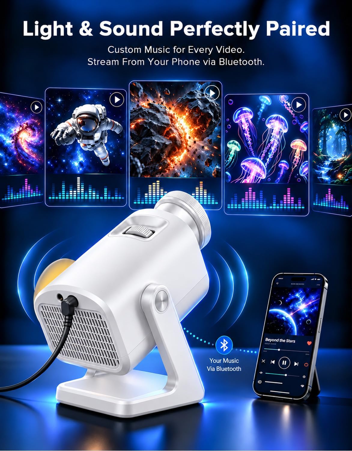 Detalle de Rossetta 3D Projector with 66 Scenes, Bluetooth Speaker, Timer & Remote