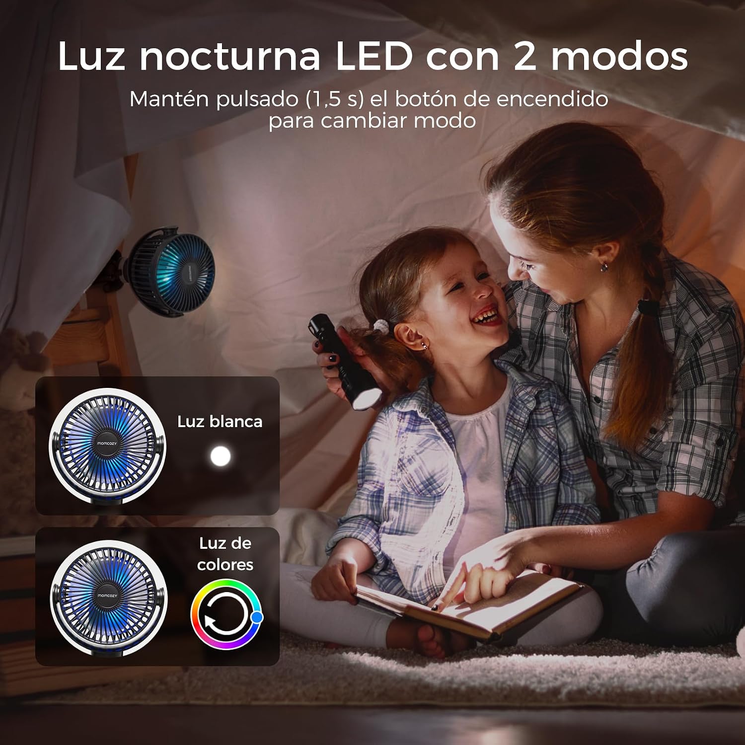 Thumbnail 6 de Momcozy 8000mAh Ventilador Portátil para Cochecito: autonomía, giro de 360° y luz nocturna