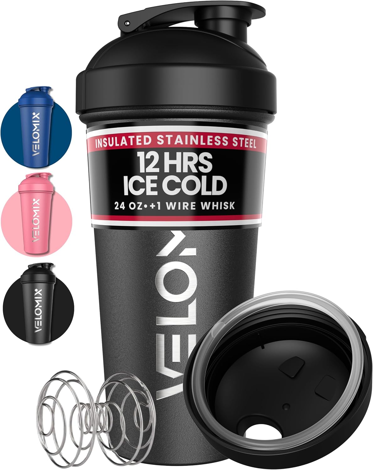 Detalle de VELOMIX 24 oz Stainless Steel Shaker Bottle 🥤