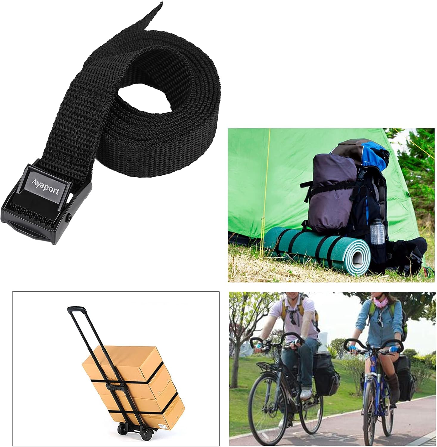 Detalle de Ayaport Lashing Straps with Buckles – 4 Pack, 0.75" x 48", Cam Buckle Tie Down Cinch Straps