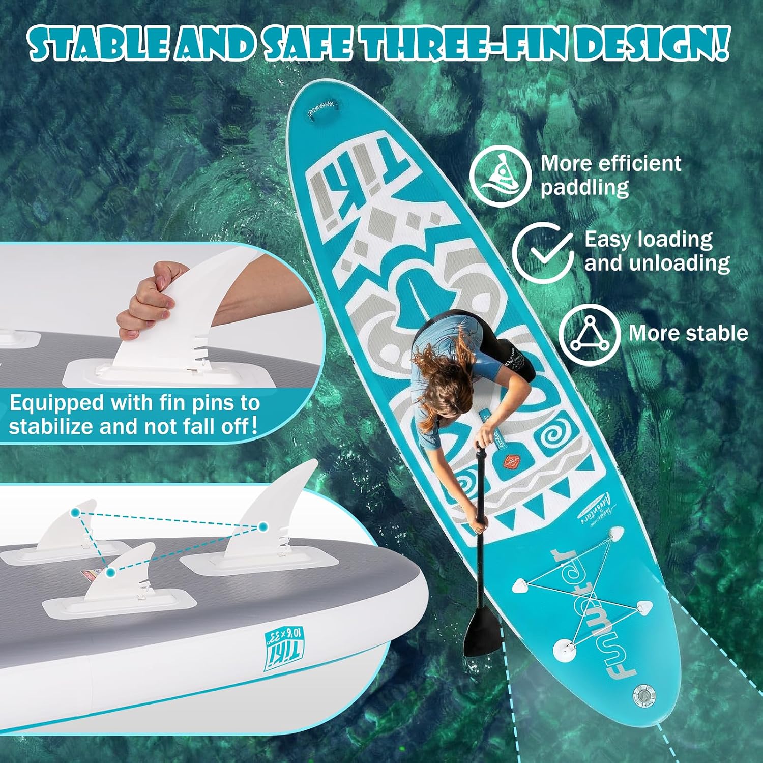 Detalle 2 de FunWater TIKI Inflatable SUP: All-in-One Pack for Beginners to Pros