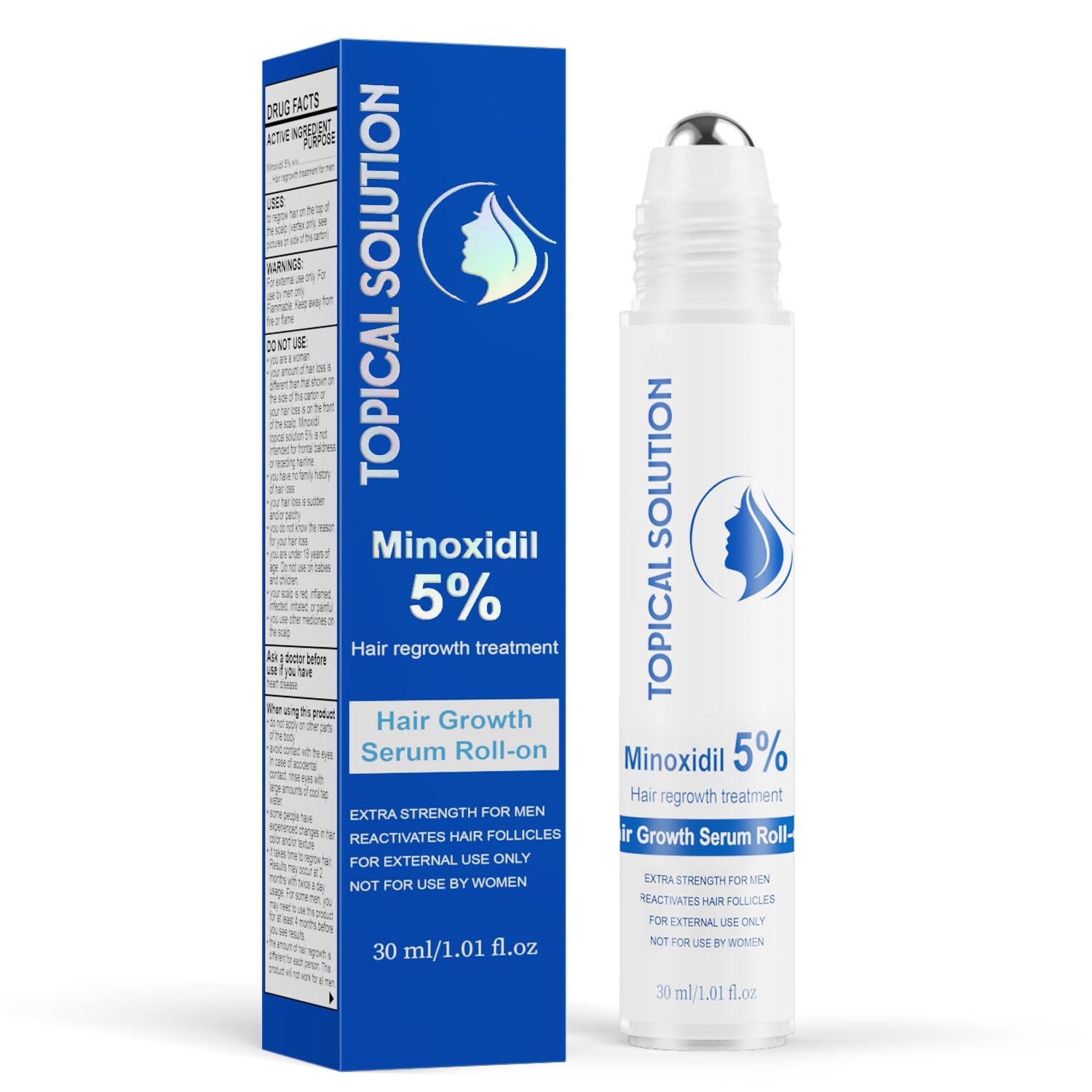 Detalle de DOVIREY 5% Minoxidil Roll-On for Men, Topical Hair Regrowth Solution