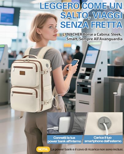 Detalle 2 de LYNXCHER Zaino da Viaggio Easyjet 45x36x20 – 30L, 15.6'' in Cabina, Uomo/Donna