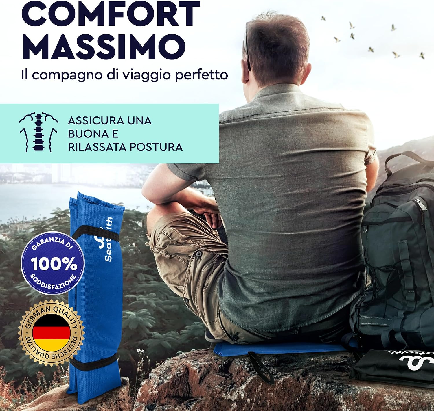 Thumbnail 6 de Seatwith Cuscino da Stadio Pieghevole 35x35 cm – Campeggio, Piscina e Picnic