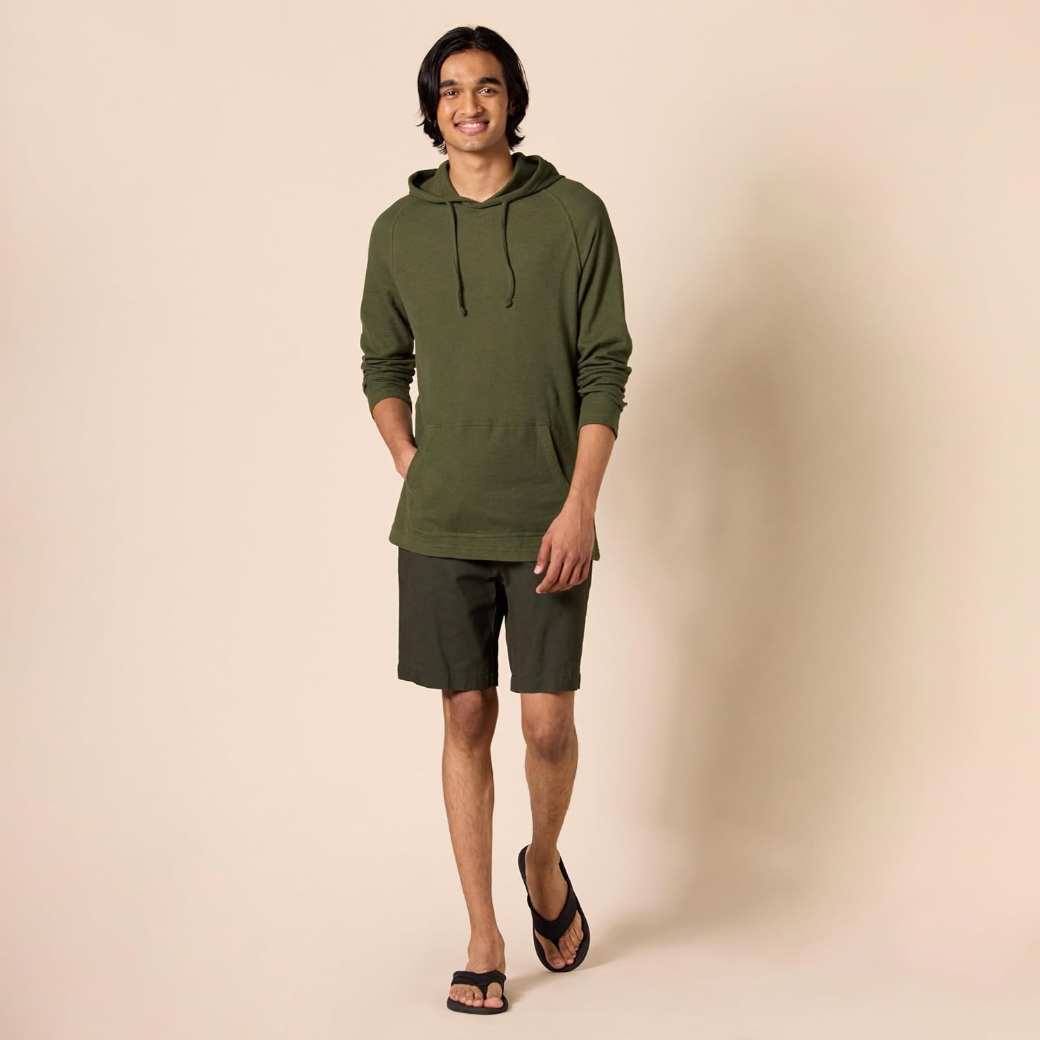 Detalle de Amazon Essentials Men's Pullover Hoodie, Long-Sleeve Slub Thermal (Previously GoodThreads)