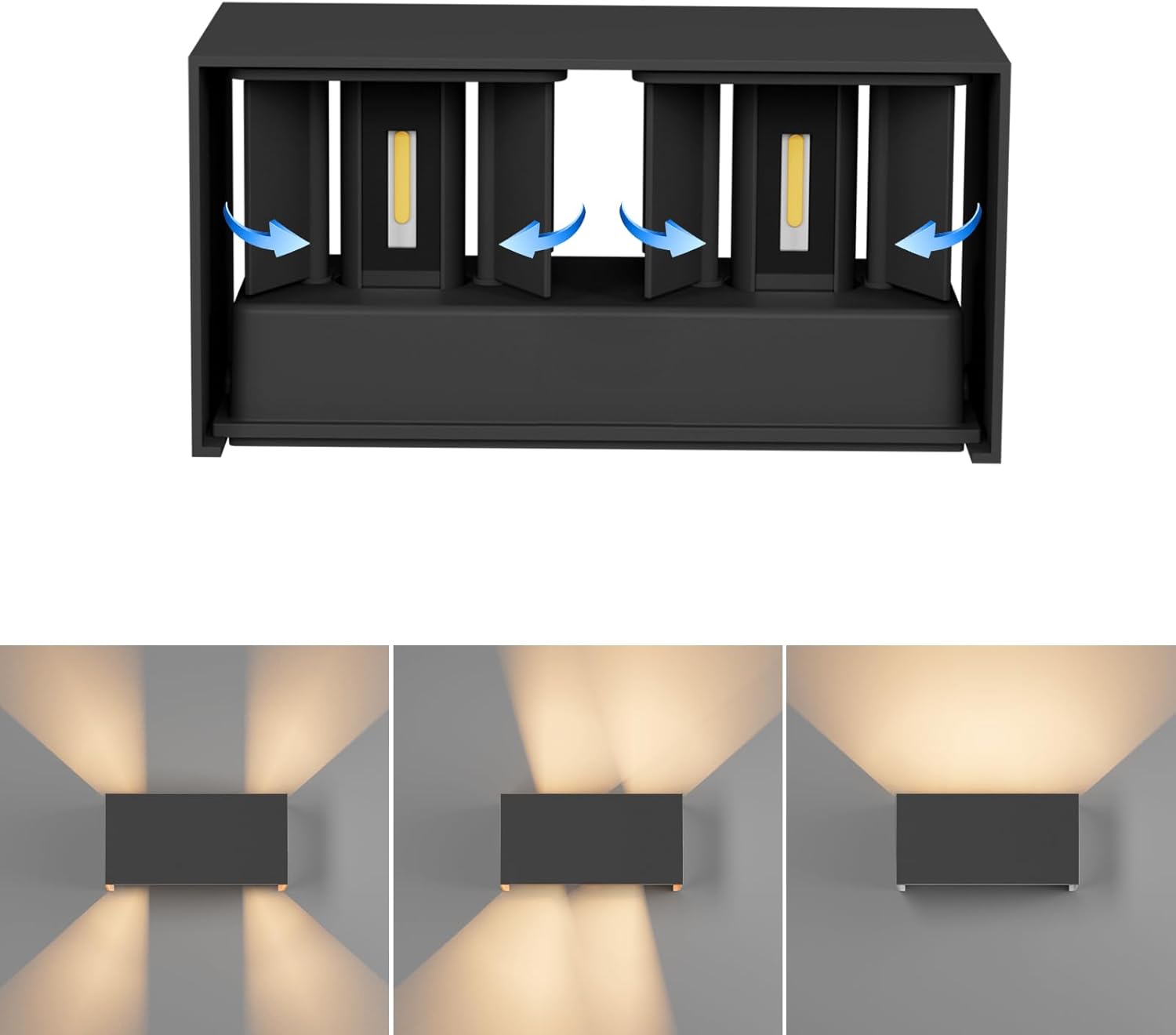 Thumbnail 2 de Aipsun 24W Applique Murale Intérieure/Extérieure Noir – LED et faisceau ajustable IP65