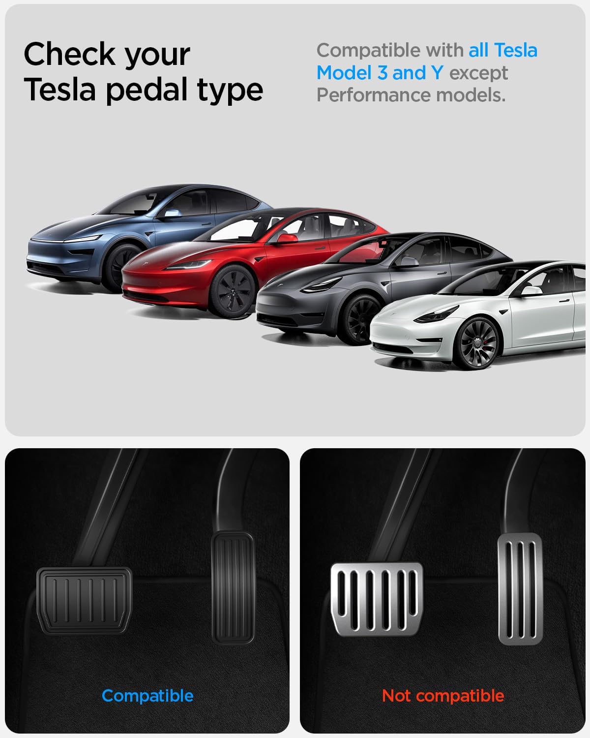 Thumbnail 1 de Spigen Pedalabdeckungen für Tesla Model Y (Juniper 2026) & Model 3 (Highland 2026) – Edelstahl, rutschfest, Carbon-Optik