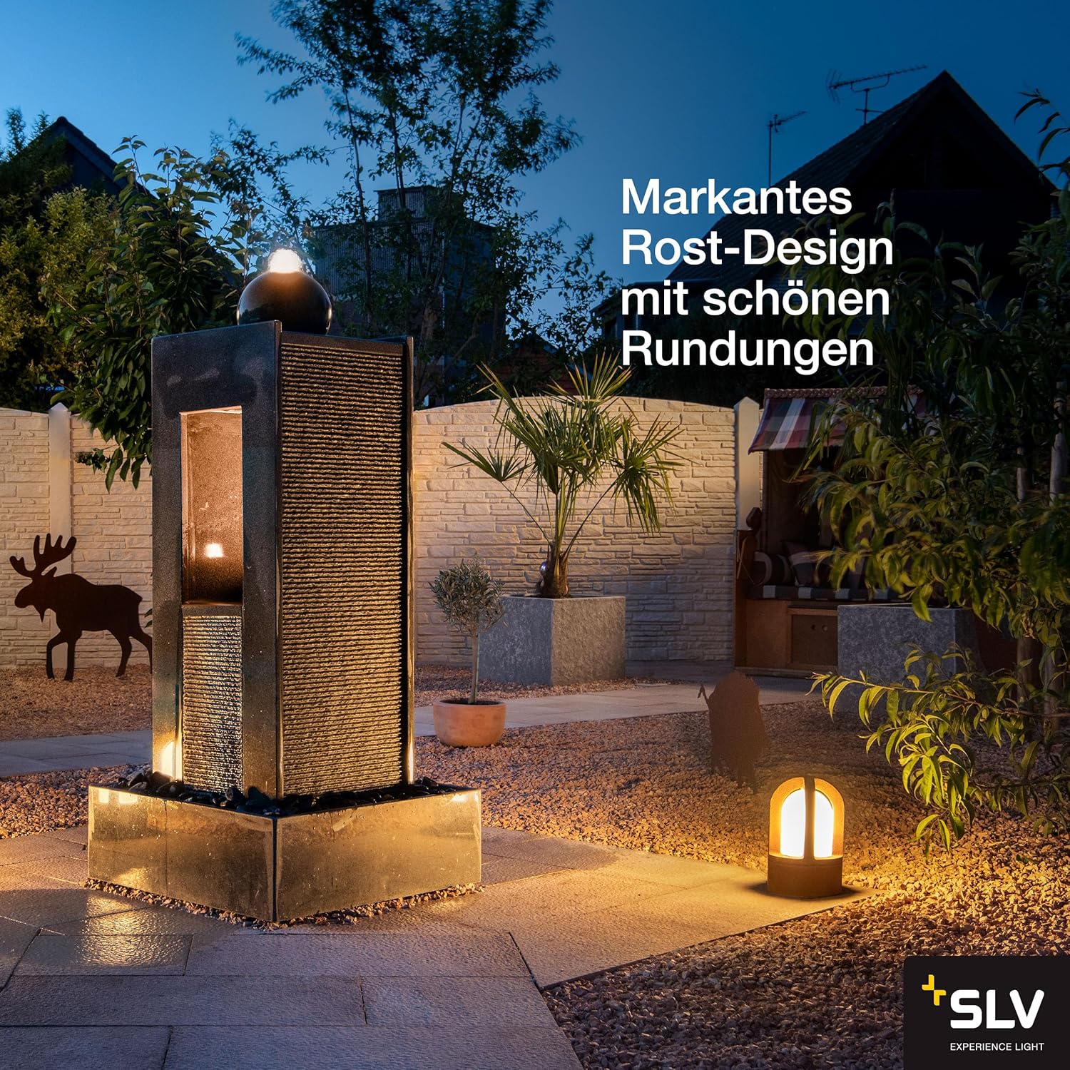 Detalle 2 de SLV Rusty Cone 24 lampe sur pied extérieure E14 en acier rouillé – éclairage décoratif pour jardin et terrasse