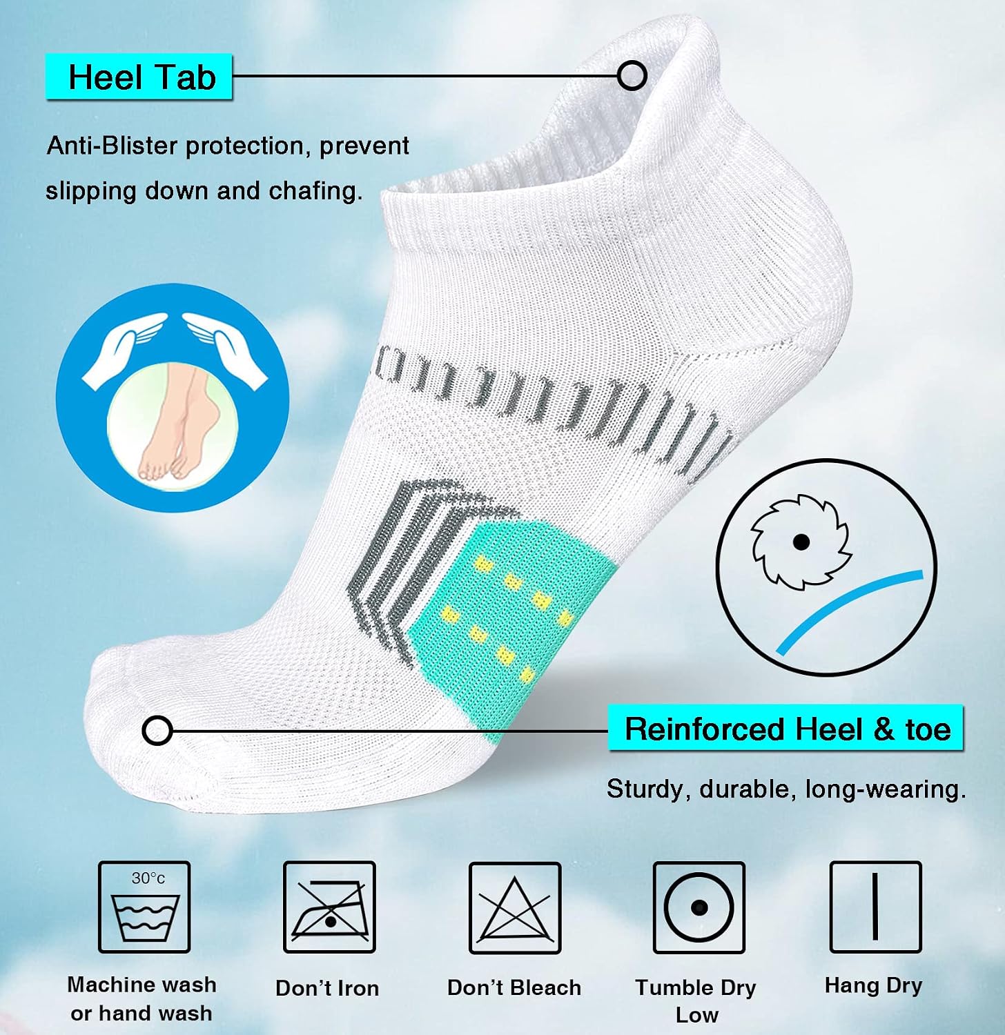Detalle de suaskk Womens Athletic Cushioned Anti-Blister Comfort Running Ankle Socks (5 Pairs)