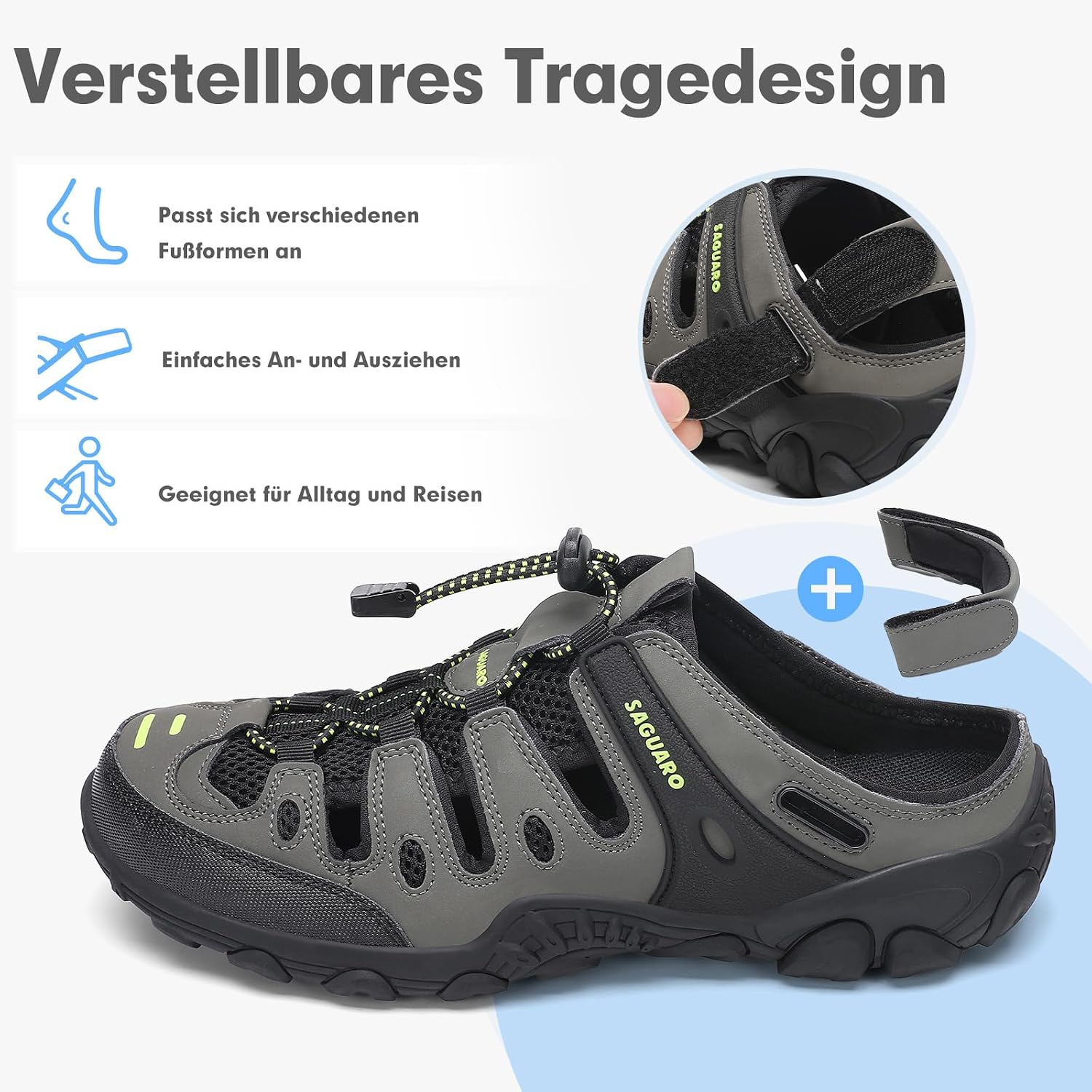 Thumbnail 6 de SAGUARO Herren/Damen Sandalen – Bequeme, atmungsaktive Outdoorsandalen mit geschlossener Zehenkappe
