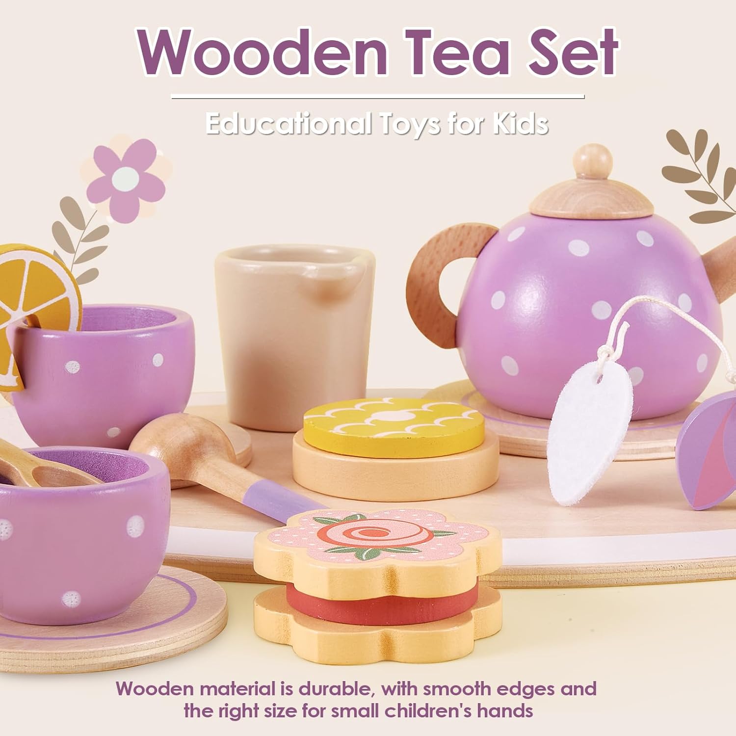 Thumbnail 3 de AOLEVA Wooden Tea Set for Toddlers 3–5