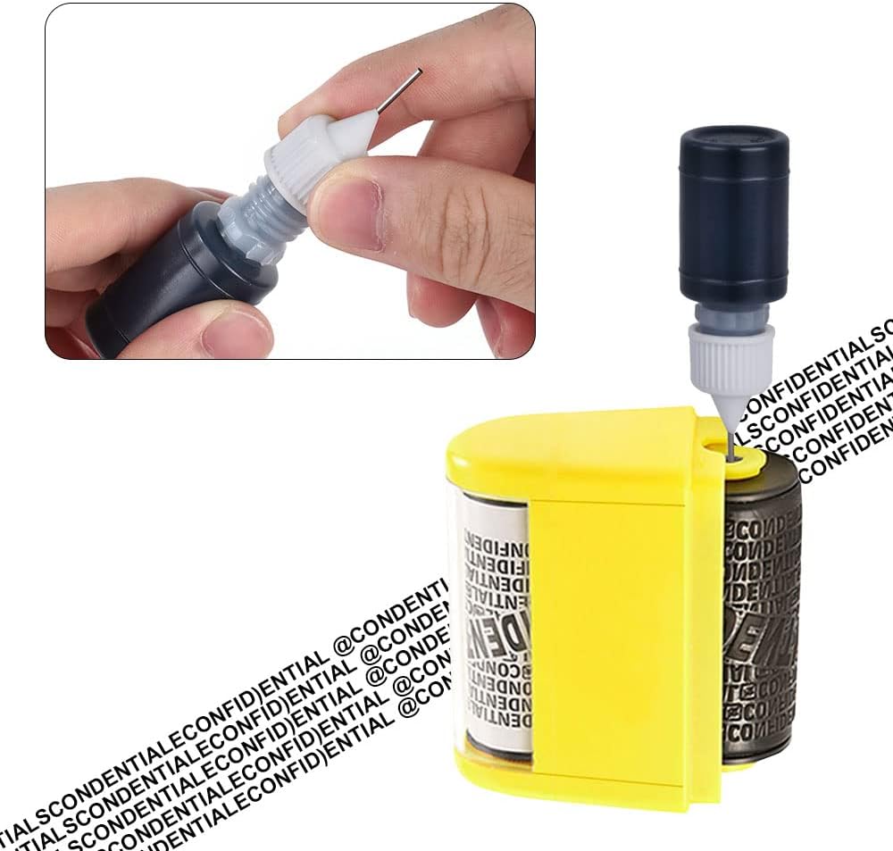 Detalle de Vicloon Inchiostro per timbri a rullo – kit con 5 ricariche da 10 ml e punte d'ago sostituibili
