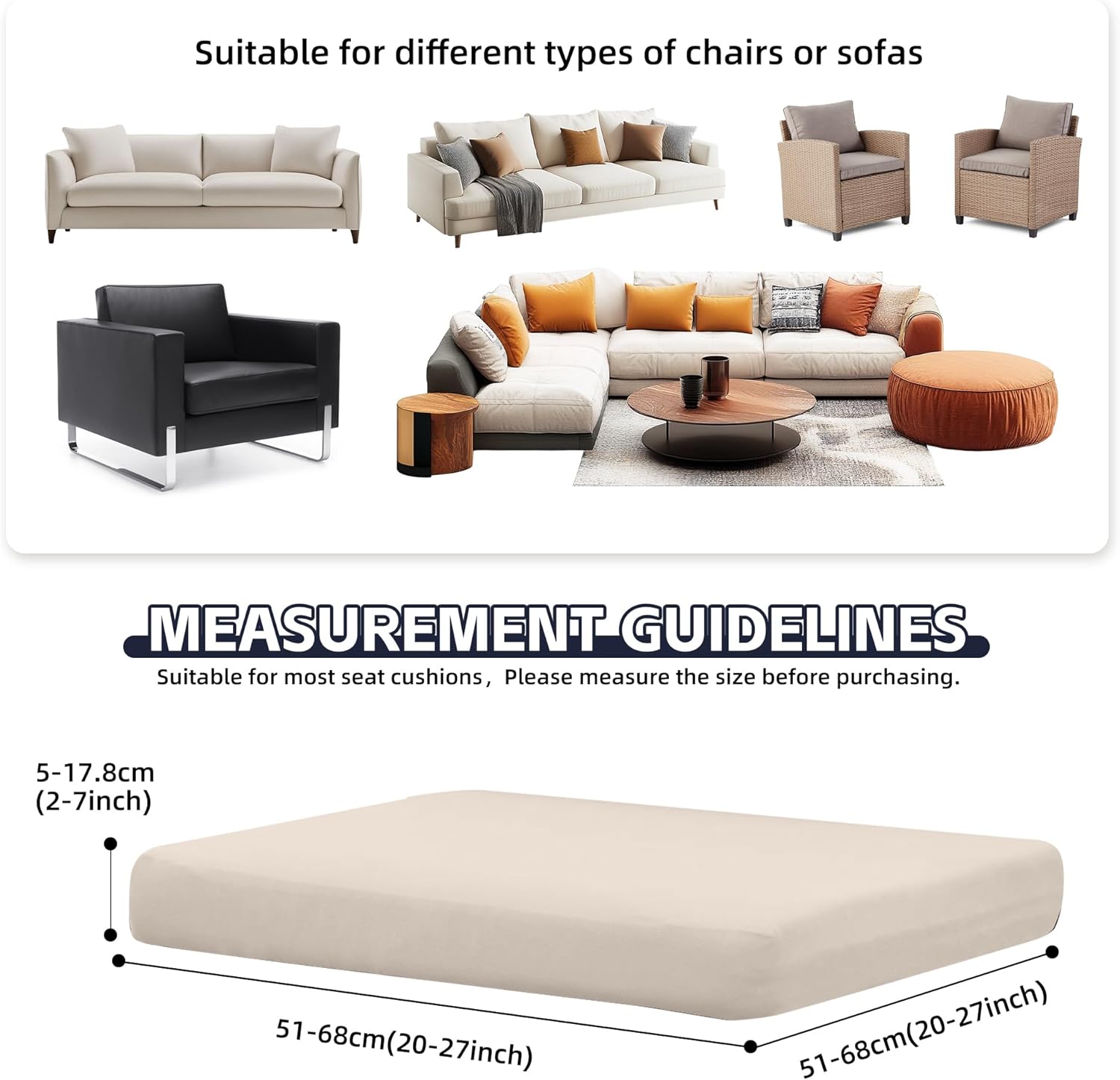 Thumbnail 1 de MRGSDL 14-Pack Stretch Patio Cushion Covers (Beige) — Washable Outdoor Sofa Replacement Covers