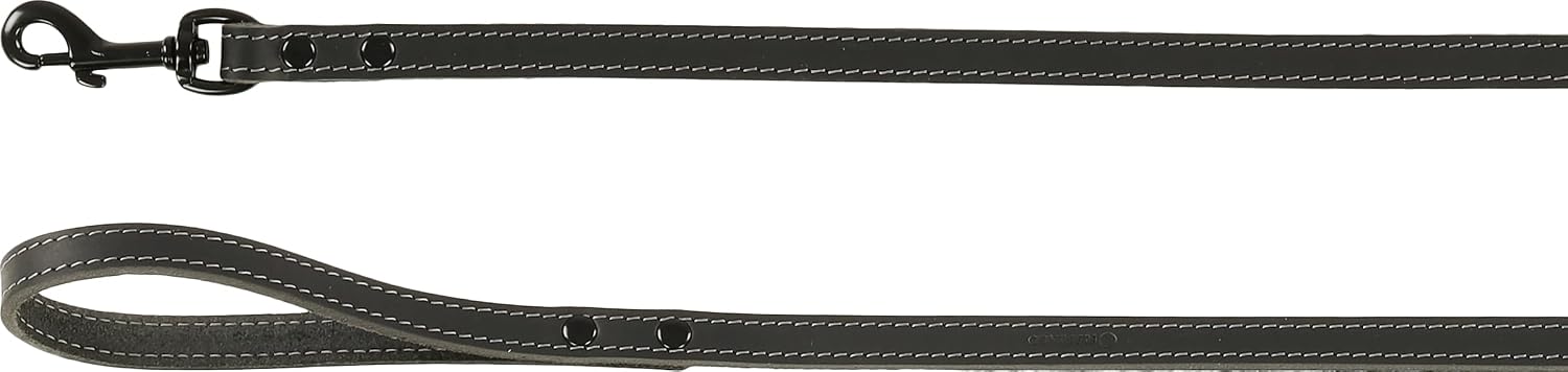 Detalle 2 de Flamingo Montana M/L – czarna skórzana obroża 35 mm z nitami i klamrą
