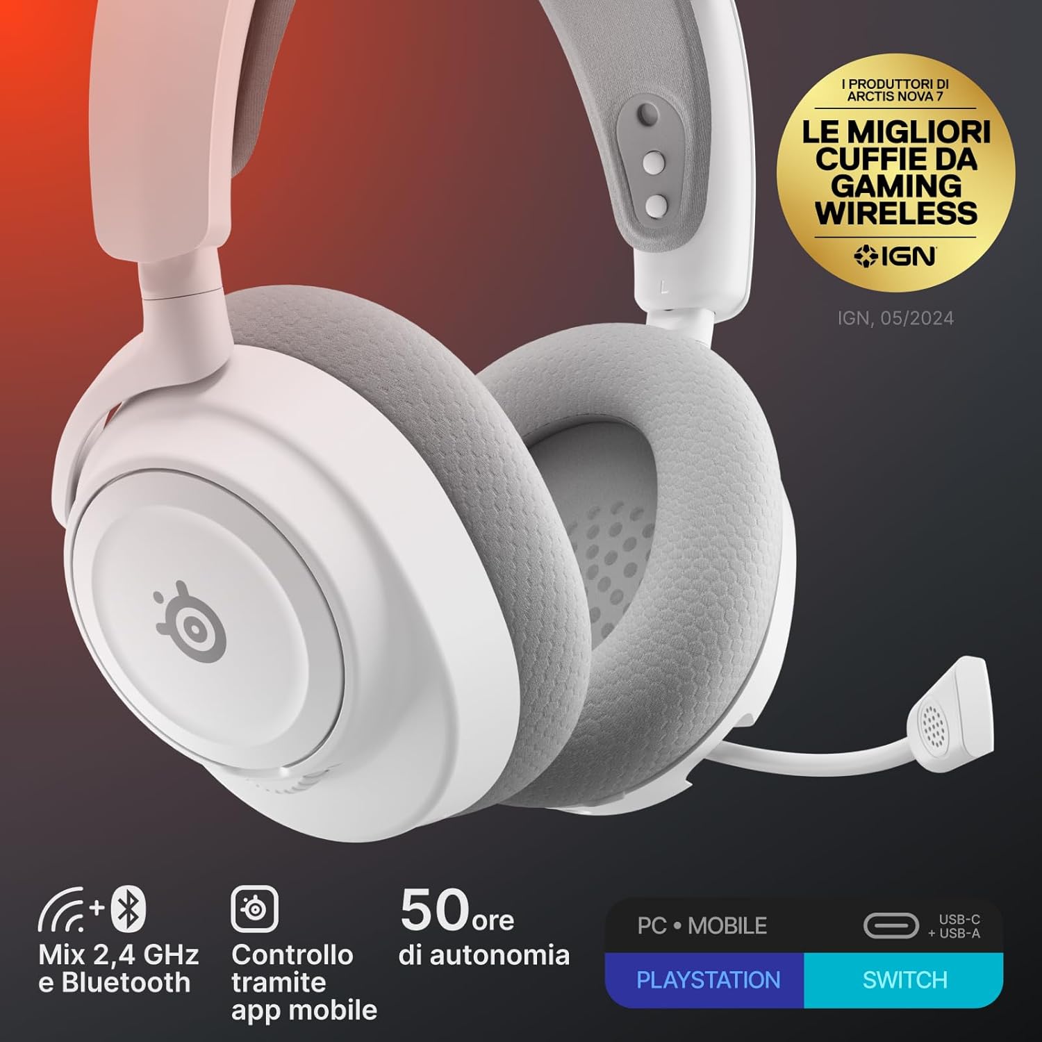 Thumbnail 1 de SteelSeries Arctis Nova 7 Wireless Gen 2: cuffie gaming wireless con Bluetooth + 2,4 GHz e oltre 50 ore
