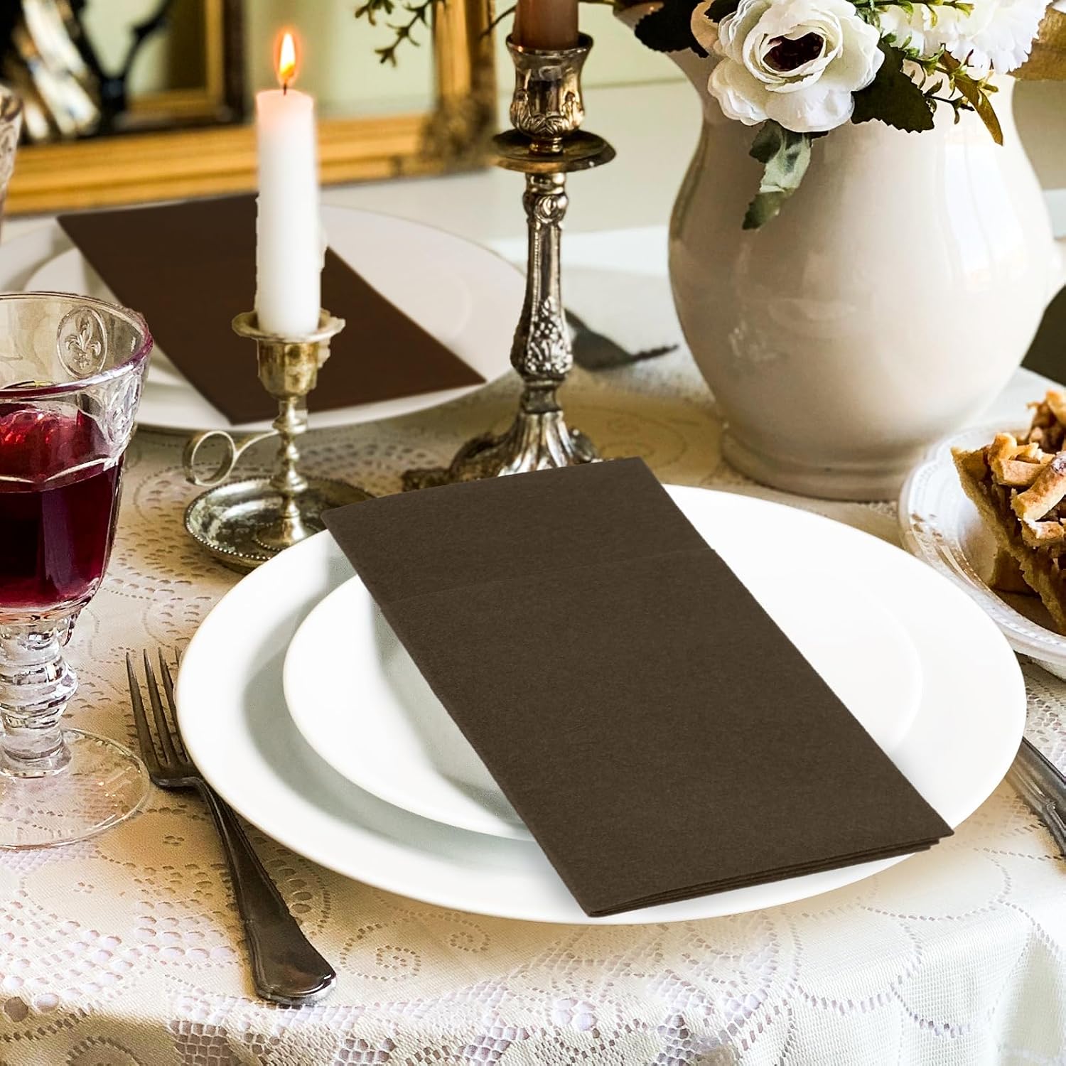 Thumbnail 1 de KAMMAK Napkins Disposable Coffee Cloth-Like Dinner Napkins with Pocket, 100 Pack