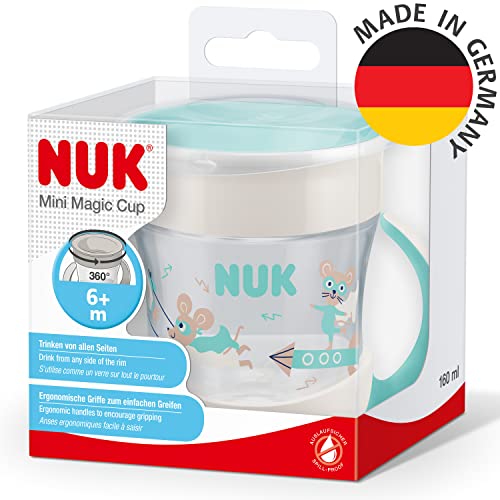 Detalle de NUK Mini Magic Cup: taza para sorber 360° sin derrames, +6 meses, 160 ml en turquesa