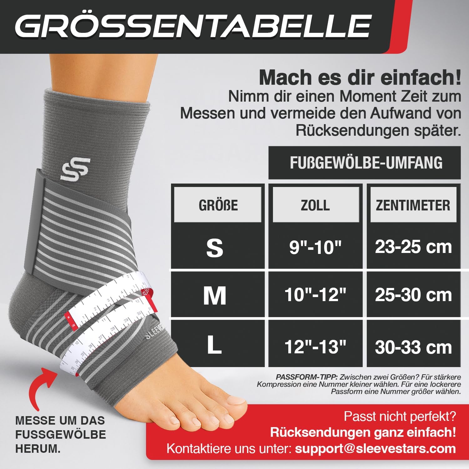 Detalle de Sleeve Stars Sprunggelenkbandage – verstellbare Knöchelbandage gegen Plantarfasziitis, Achillessehnenentzündung und Fußbeschwerden