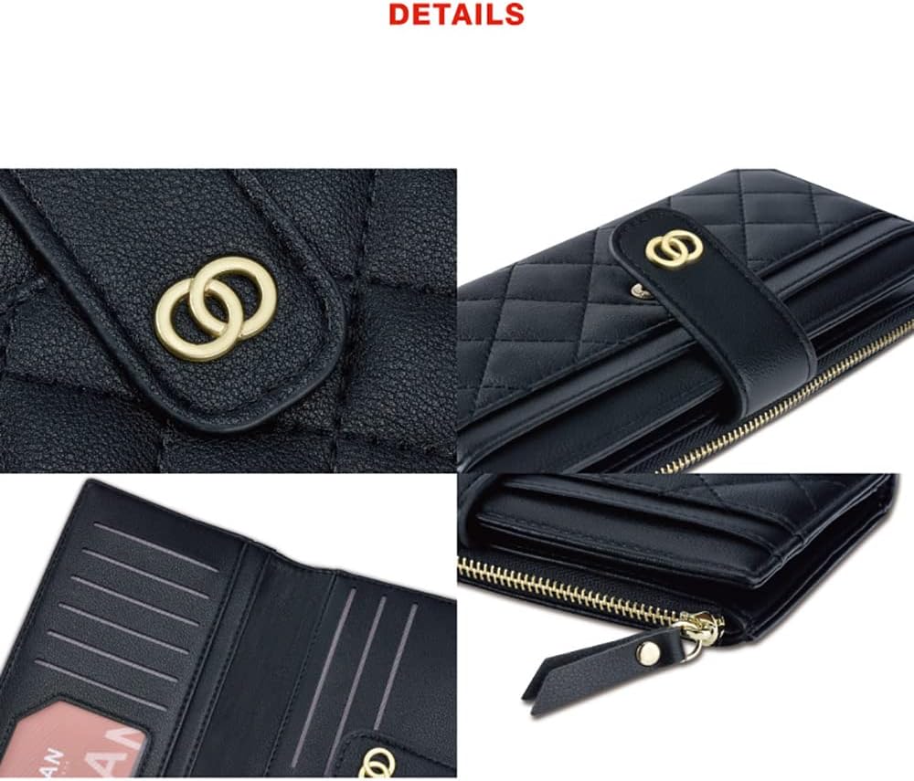 Thumbnail 6 de Vllcsla Women Elegant Wallet PU Leather Purse — 15 Card Slots, ID Window, Zipped Coin Pocket, Blue