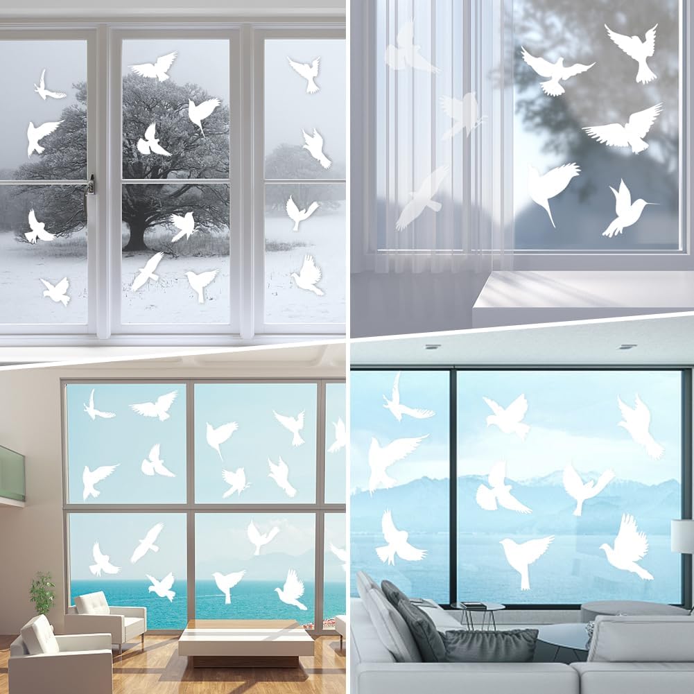 Thumbnail 6 de AUAUY M1-3627999 raamstickers tegen vogelbotsingen, wit PVC, 48 stuks
