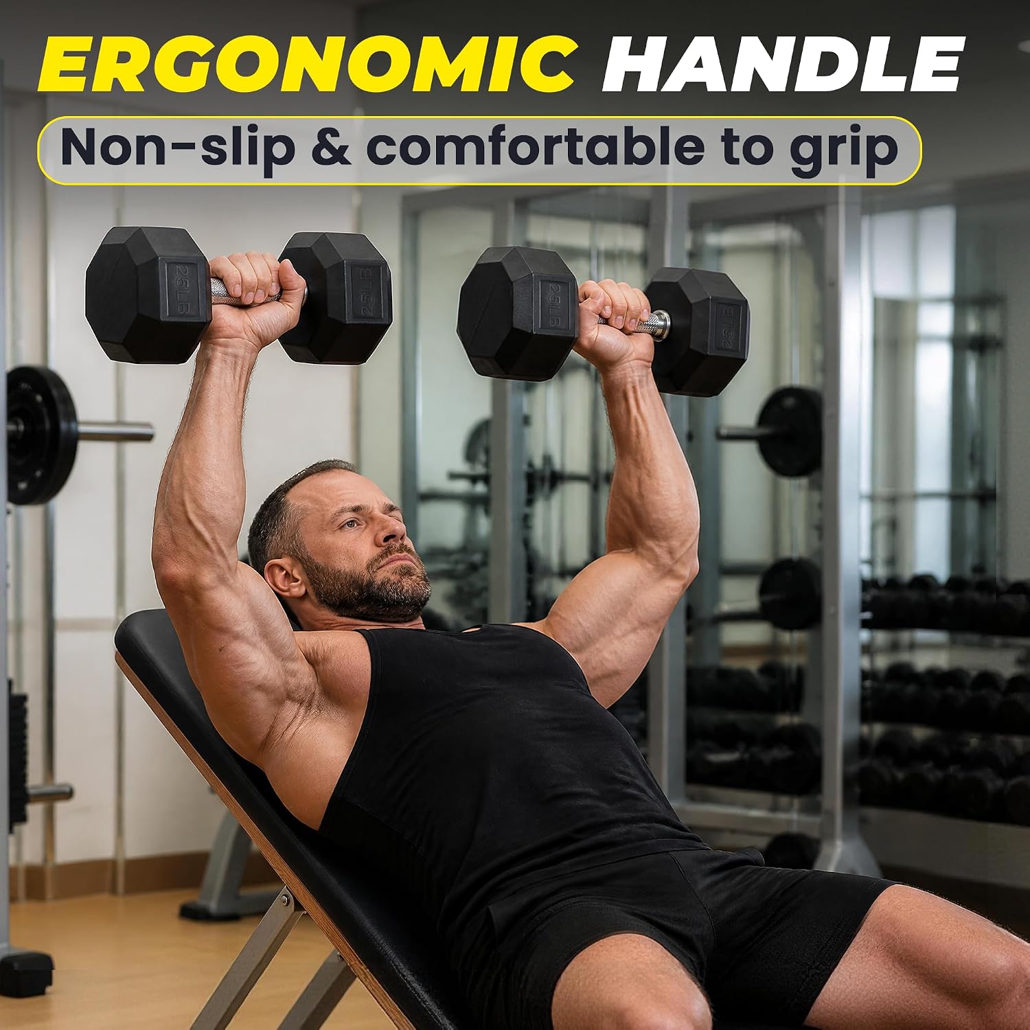 Thumbnail 4 de HULKFIT HF-SF2TRY-DB-20P-NEW1 Hex Dumbbells, 20 lb Pair, Rubber-Coated