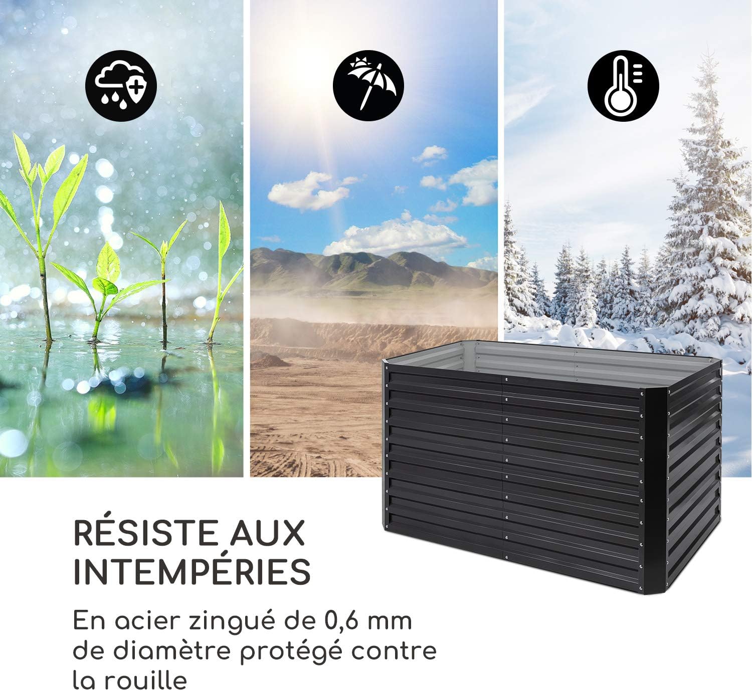 Detalle 2 de Blumfeldt GDMB4-High-200*90-AN Raised Bed, 1,800L Weather-Resistant Steel