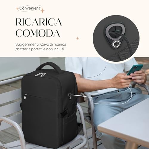 Thumbnail 6 de ZHXX mochila de viaje cabina 40x30x20 para Ryanair (portátil 14") con bolsillo húmedo independiente, negro
