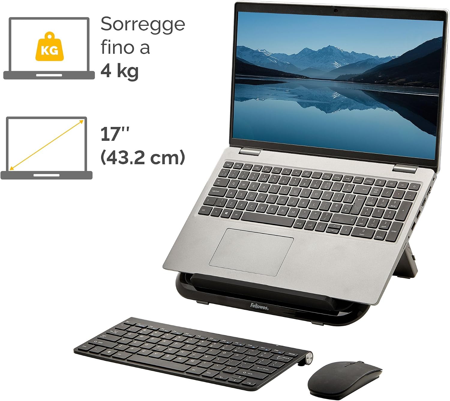 Detalle de Fellowes Everyday Supporto Laptop – Nero: ergonomia portatile per notebook fino a 17
