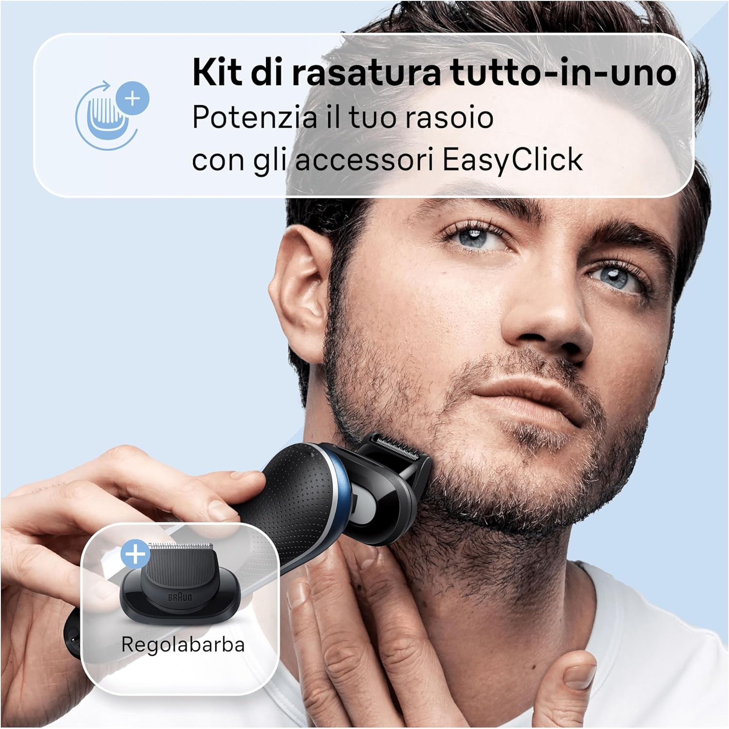 Detalle de Braun Series 6 Rasoio Elettrico Barba e Regolabarba – 61-B4500cs Blu con Base di Ricarica, SensoFlex, Wet&Dry
