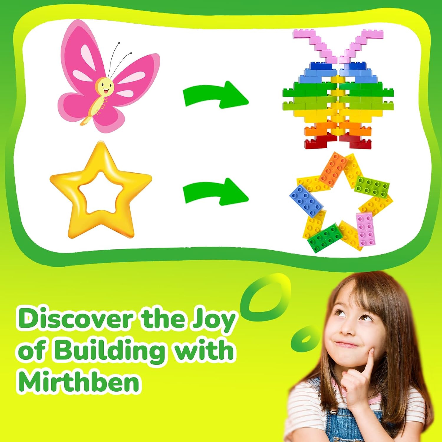Thumbnail 6 de Mirthben Große Bausteine Set (200 Stück) mit 2 Formen und 8 Farben – kompatibel mit Duplo & führenden Marken
