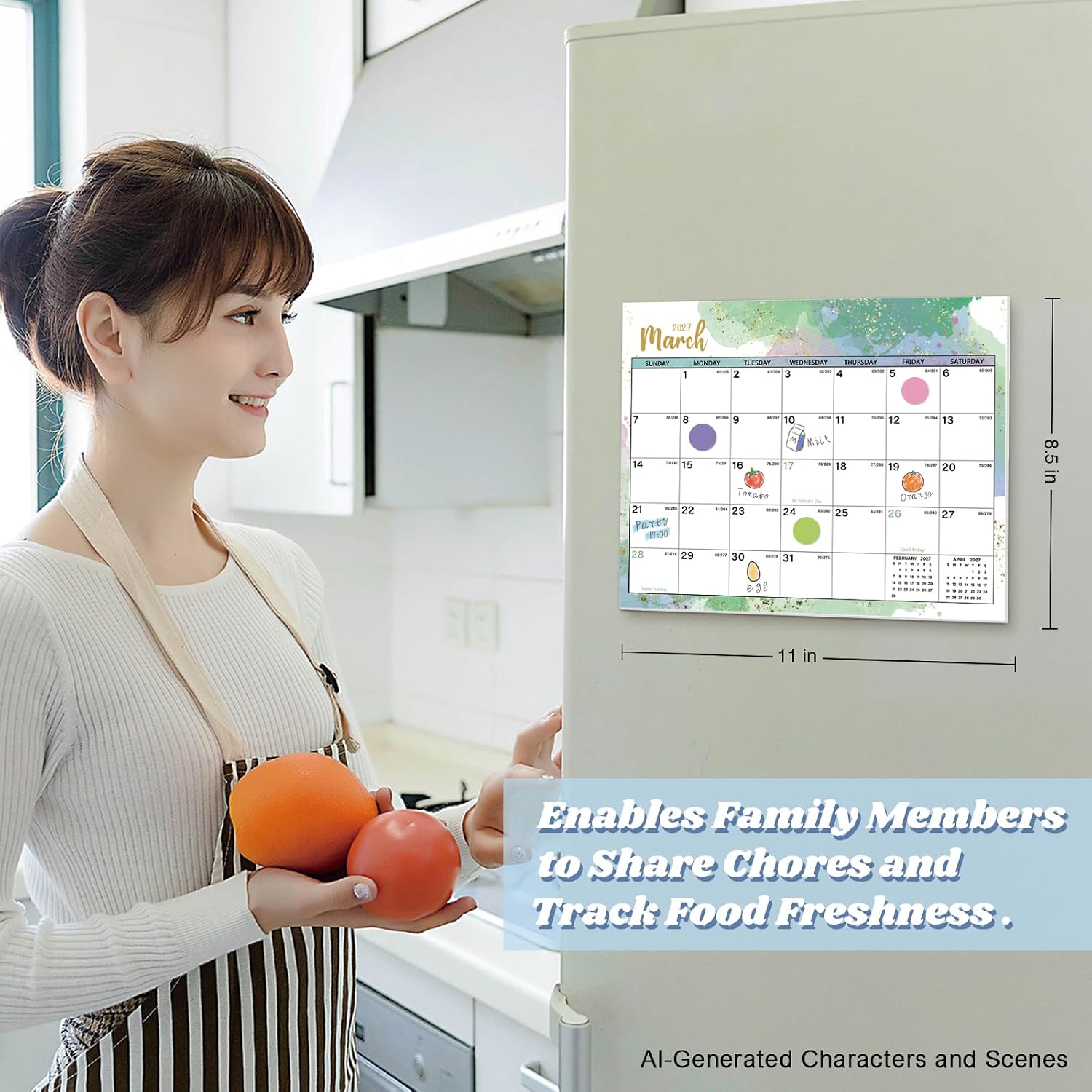 Detalle 1 de XISIDO 2026–2027 Magnetic Refrigerator Calendar, 18-Month, 11 x 8.5 Inches