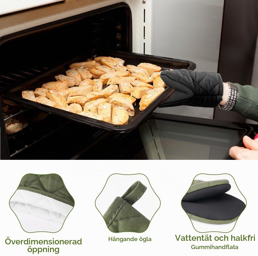 Detalle de AUAUY M1-3507172 miniugnsvantar, 2-pack med halkfri yta och värmetålighet till 220 °C
