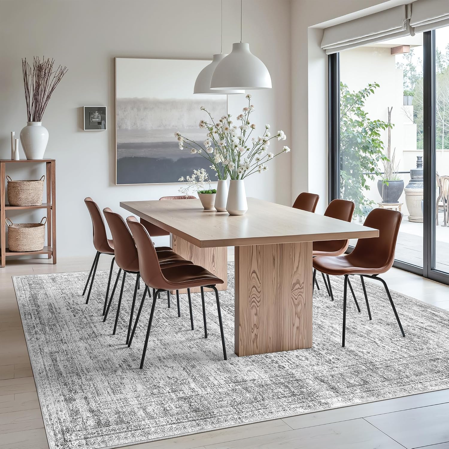 Thumbnail 2 de Soalmost Washable 8' x 10' Area Rug, Grey, Low-Pile, Non-Slip