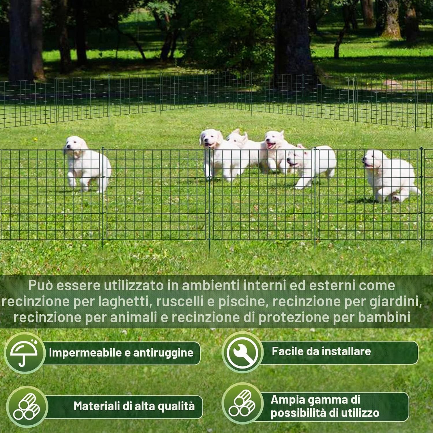 Thumbnail 3 de Fiqops Recinzione per stagno: set modulare in metallo da giardino, 11 pezzi espandibile