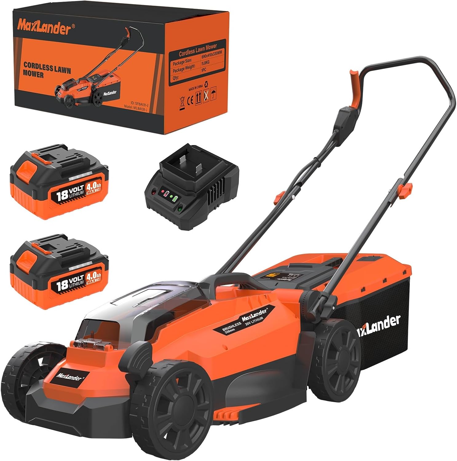 Imagen de Maxlander 33cm Cordless Lawnmower with 5-Position Height Adjustment and Dual 18V Batteries en OfertitasTOP